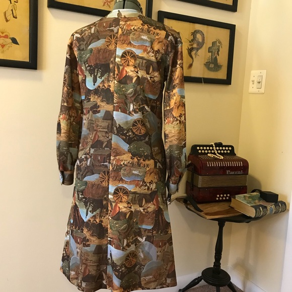 Vintage novelty Prairie print shirt dress - Picture 3 of 5